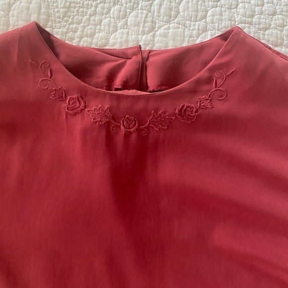 ALFRED Dunner classic pant suit vintage 80s/ 90s L Berry polyester sizeL pull on - Picture 3 of 14